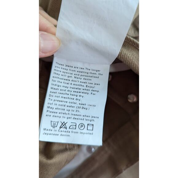 Naked & Famous Men Jeans Size 31x27 Weird Guy Beige Selvedge Chino Button Fly - Picture 10 of 14